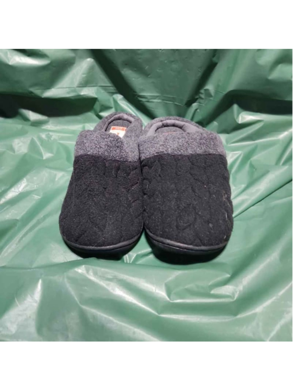 Women's Gray Black Quilted Clog Slippers Mule Slip On House Shoes